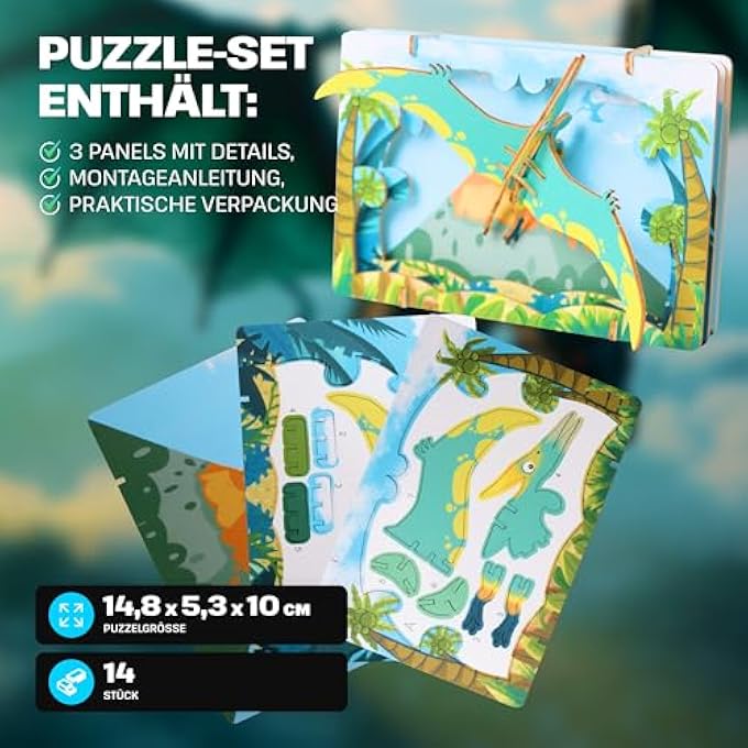 PTERODACTYLUS, PTERODACTYL 3D PUZZLE, DIY WOODEN ANIMAL PUZZLE, 3D PUZZLE FOR CHILDREN, CHILDREN'S WOODEN CRAFT SET, BRAIN TEASER WOODEN PUZZLE, TOY GIFTS FOR CHRISTMAS - Image 4